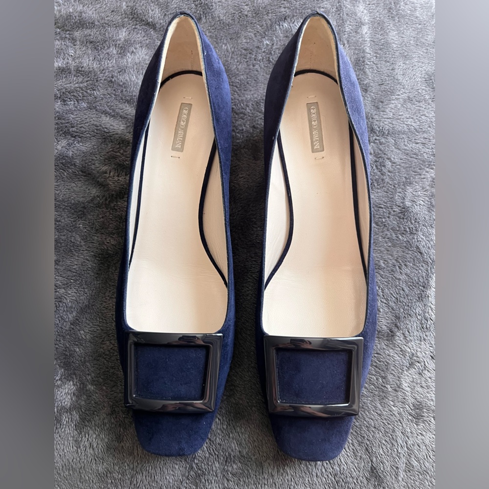 Giorgio Armani Blue Flats with Square Toe